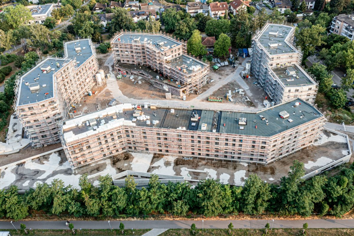 Luftbild vom Bauprojekt August-Klingler-Areal