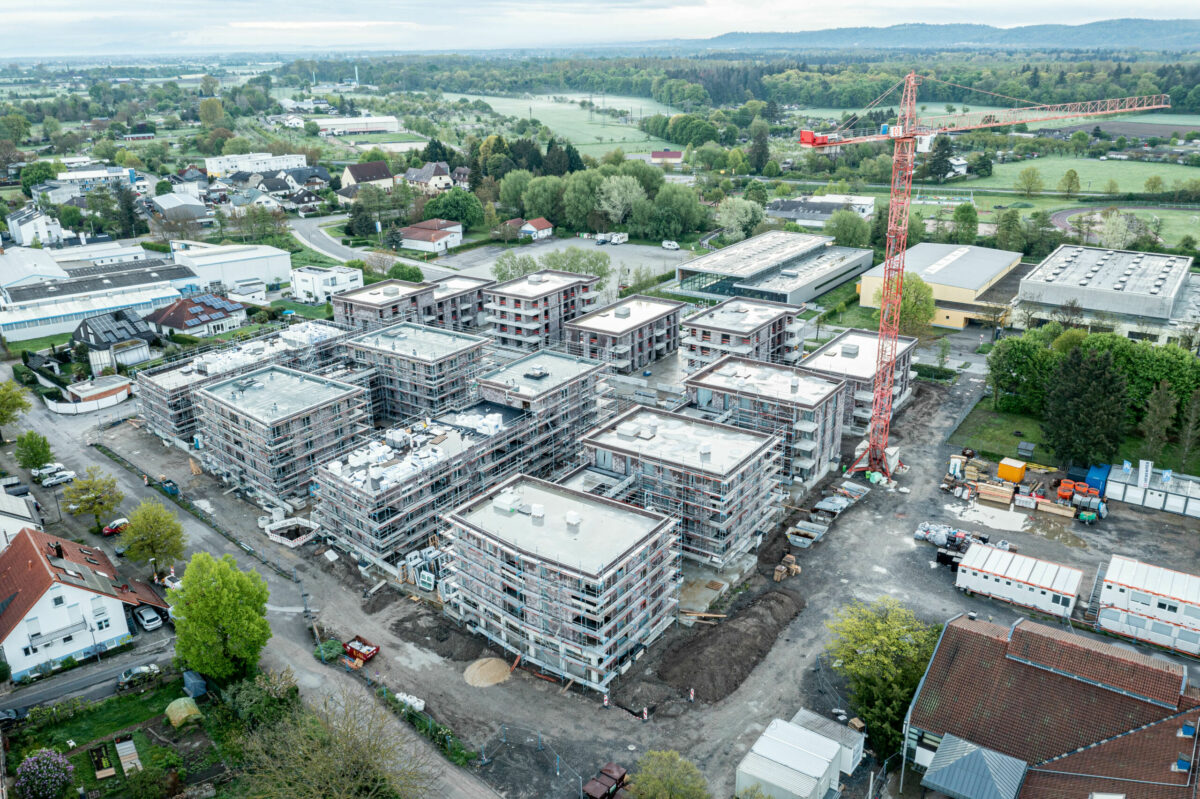 Luftbild vom Bauprojekt in Stutensee